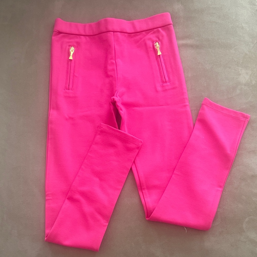 Kate Spade Vibrant Pink Leggings with Gold Zippers
